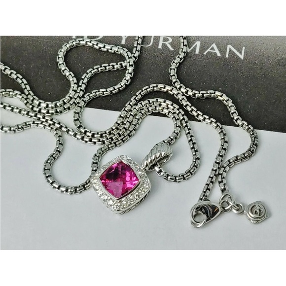 David Yurman Petite Albion Pendant Necklace with Pink Tourmaline & Diamo… - Picture 1 of 6